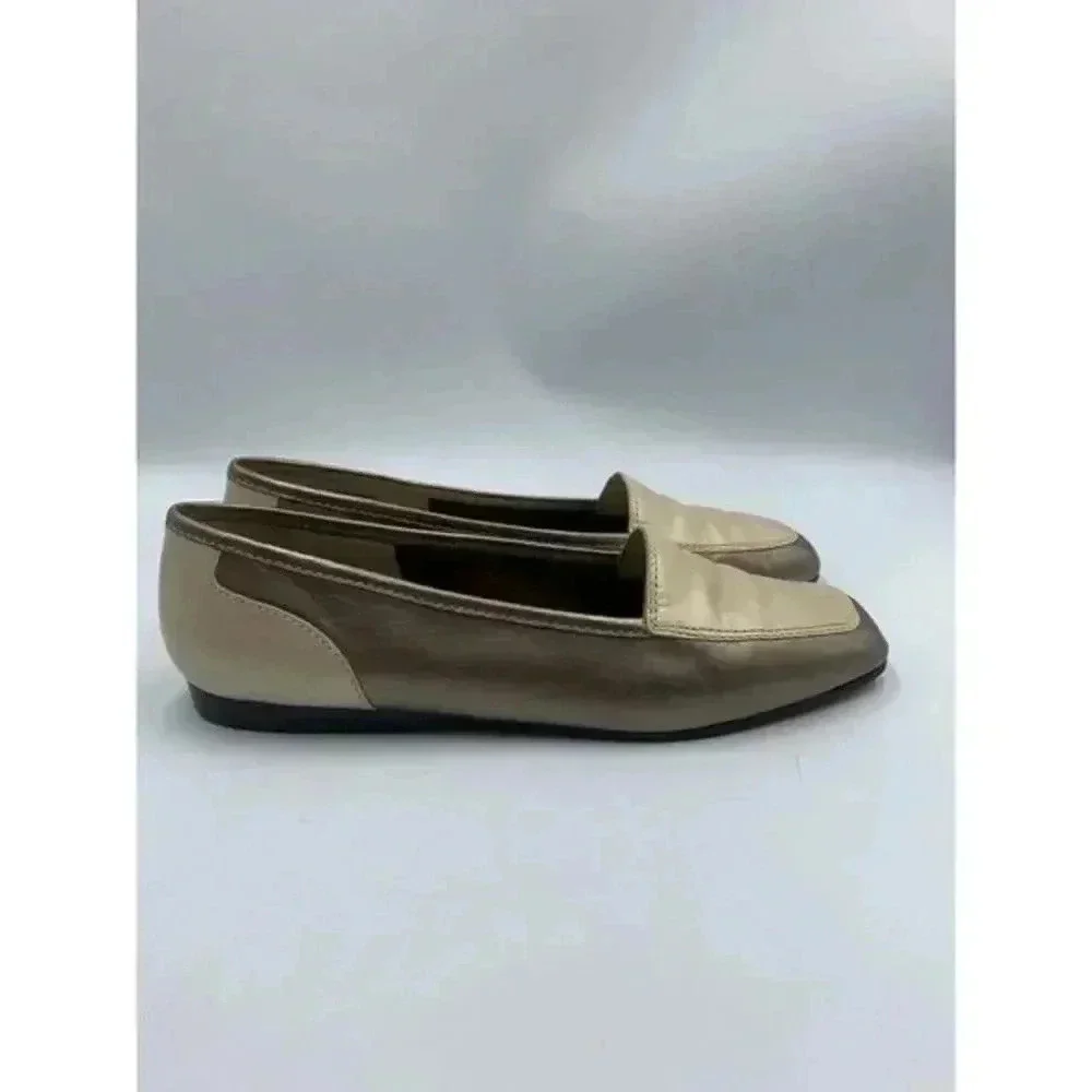 Enzo Angiolini Women's Leather Colorblock Liberty Loafer‎ Sz 7.5 metalic